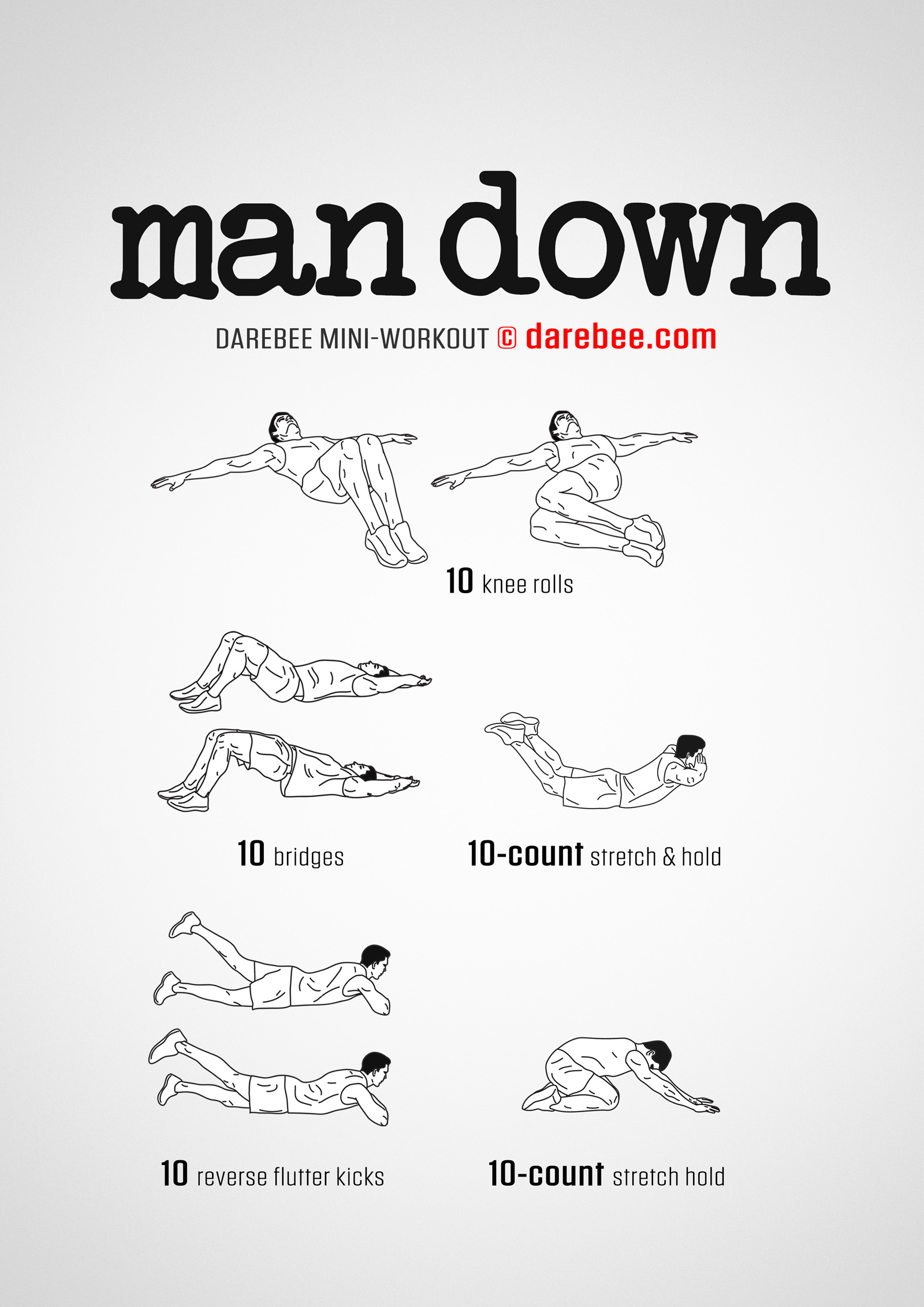 Man Down Workout - complete workout card with exercises and reps