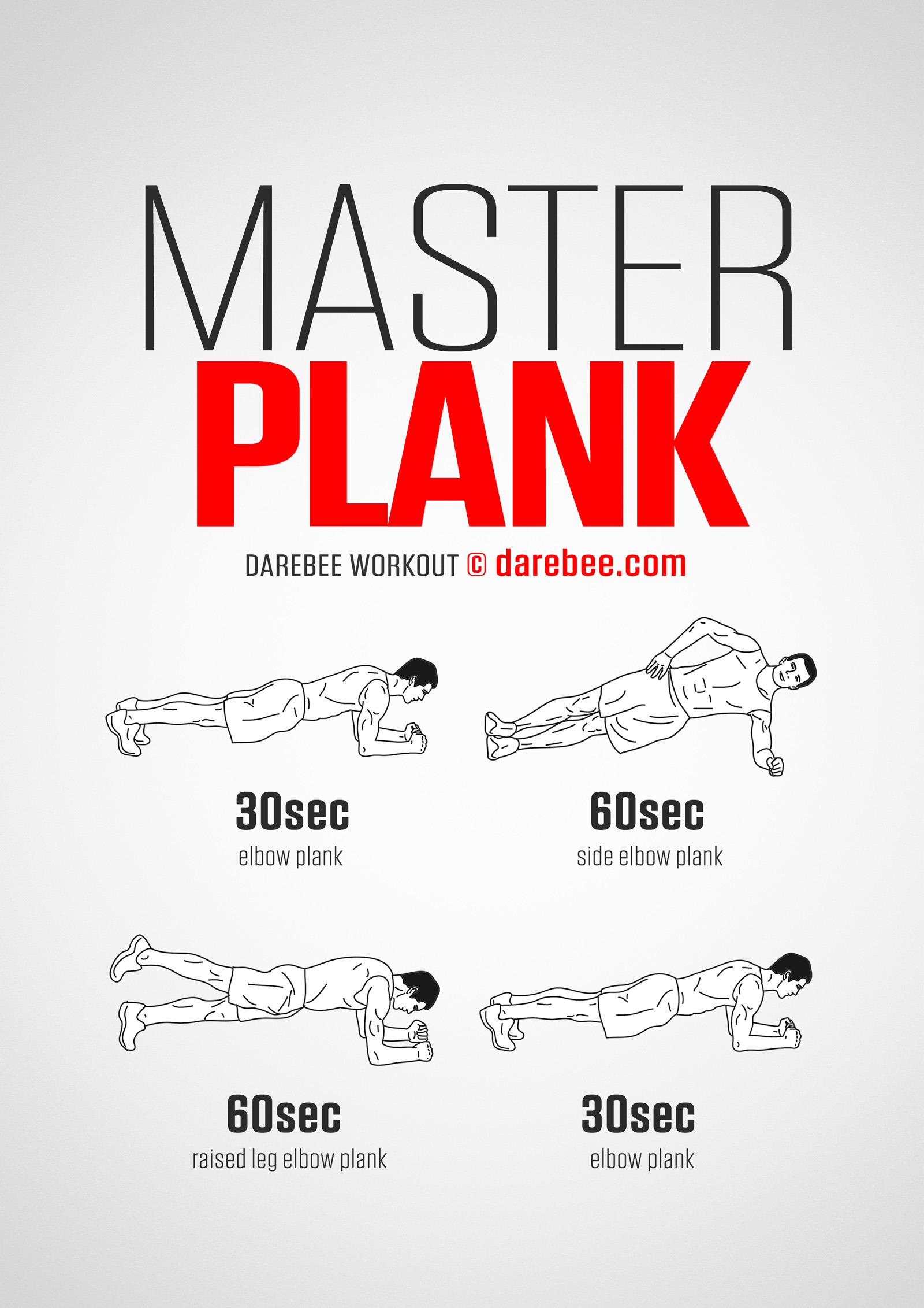 Master Plank Workout - complete workout card with exercises and reps