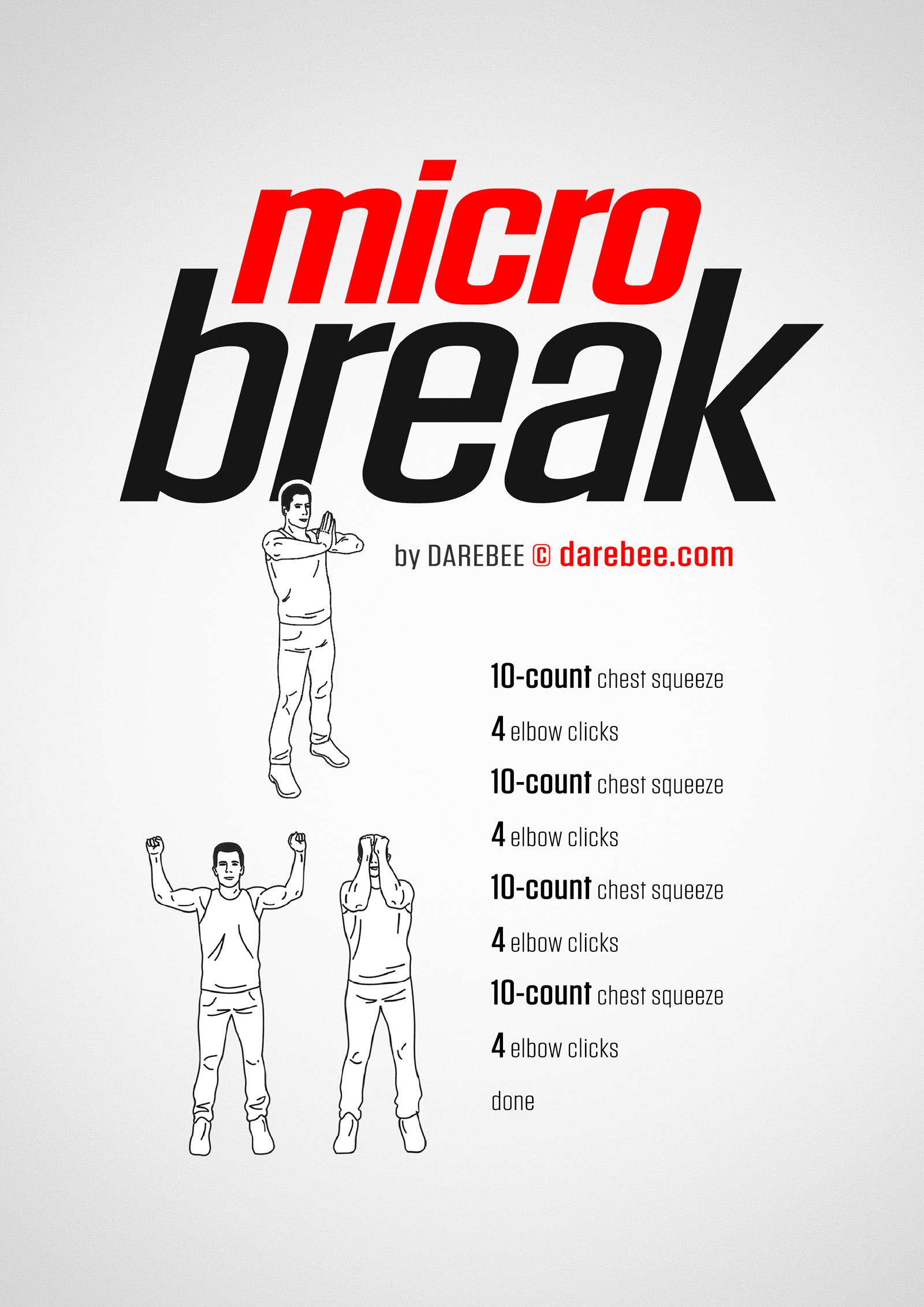 Micro Break Workout - complete workout card with exercises and reps