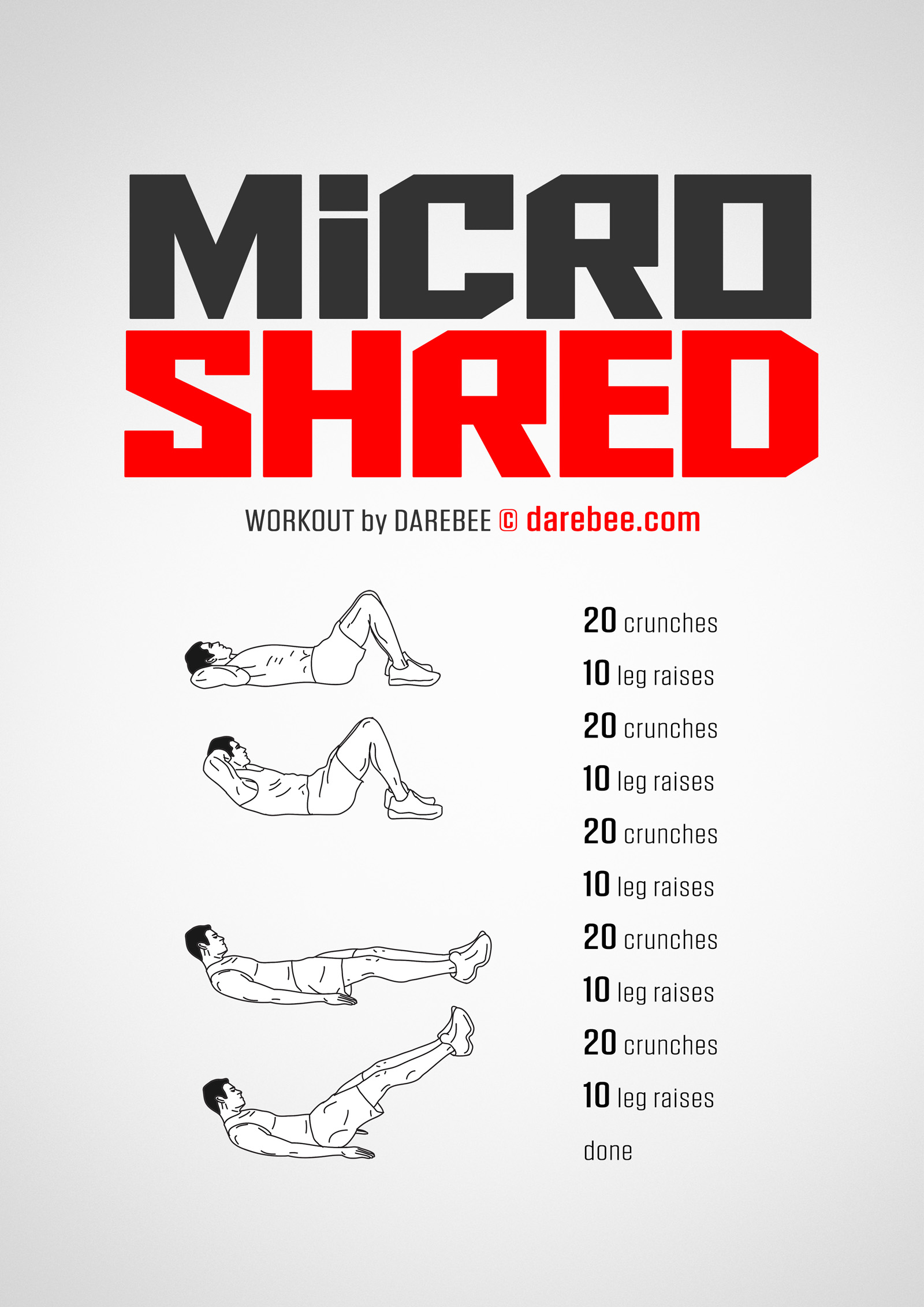 Micro Shred Workout - complete workout card with exercises and reps