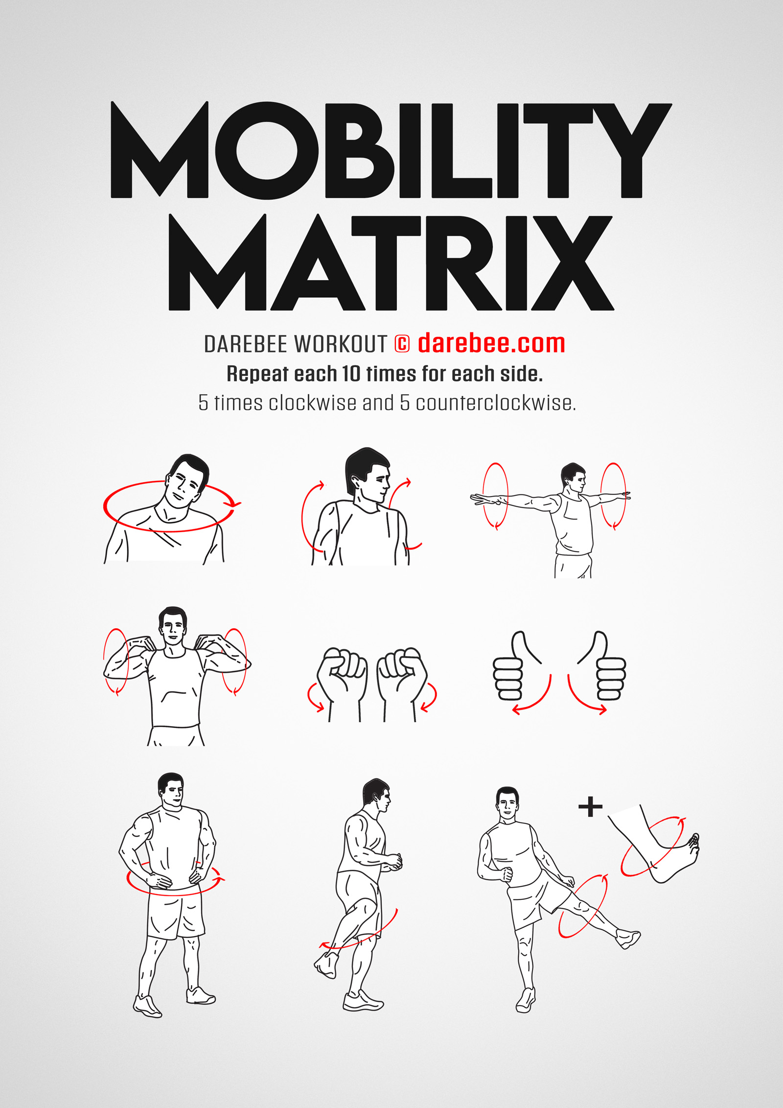Mobility Matrix Workout - complete workout card with exercises and reps