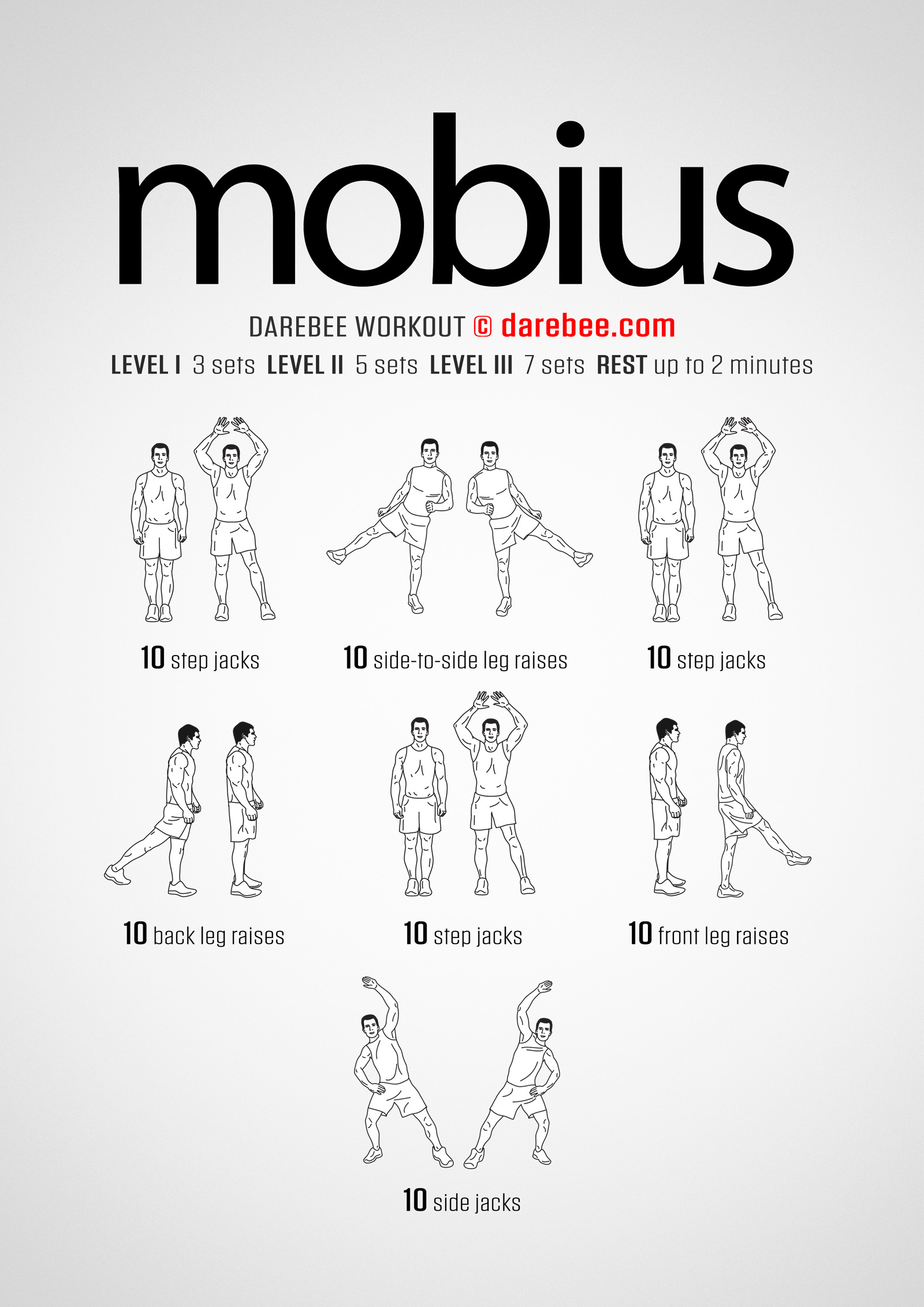 Mobius Workout - complete workout card with exercises and reps