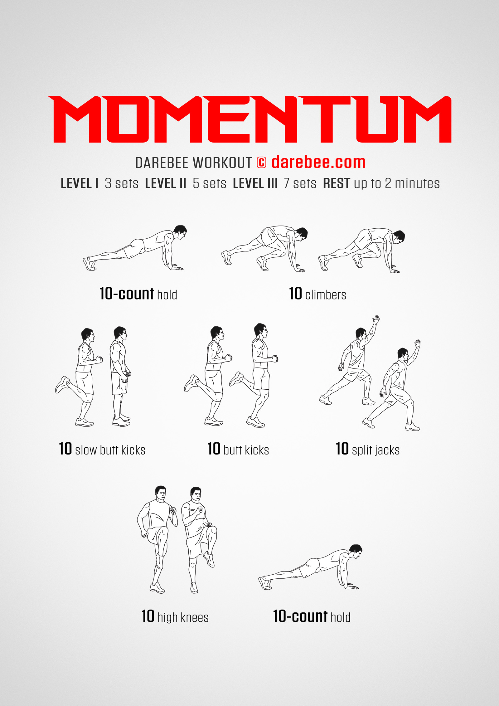 Momentum is a DAREBEE no-equipment home cardio and aerobics workout that will streamline your body and help you control your weight.