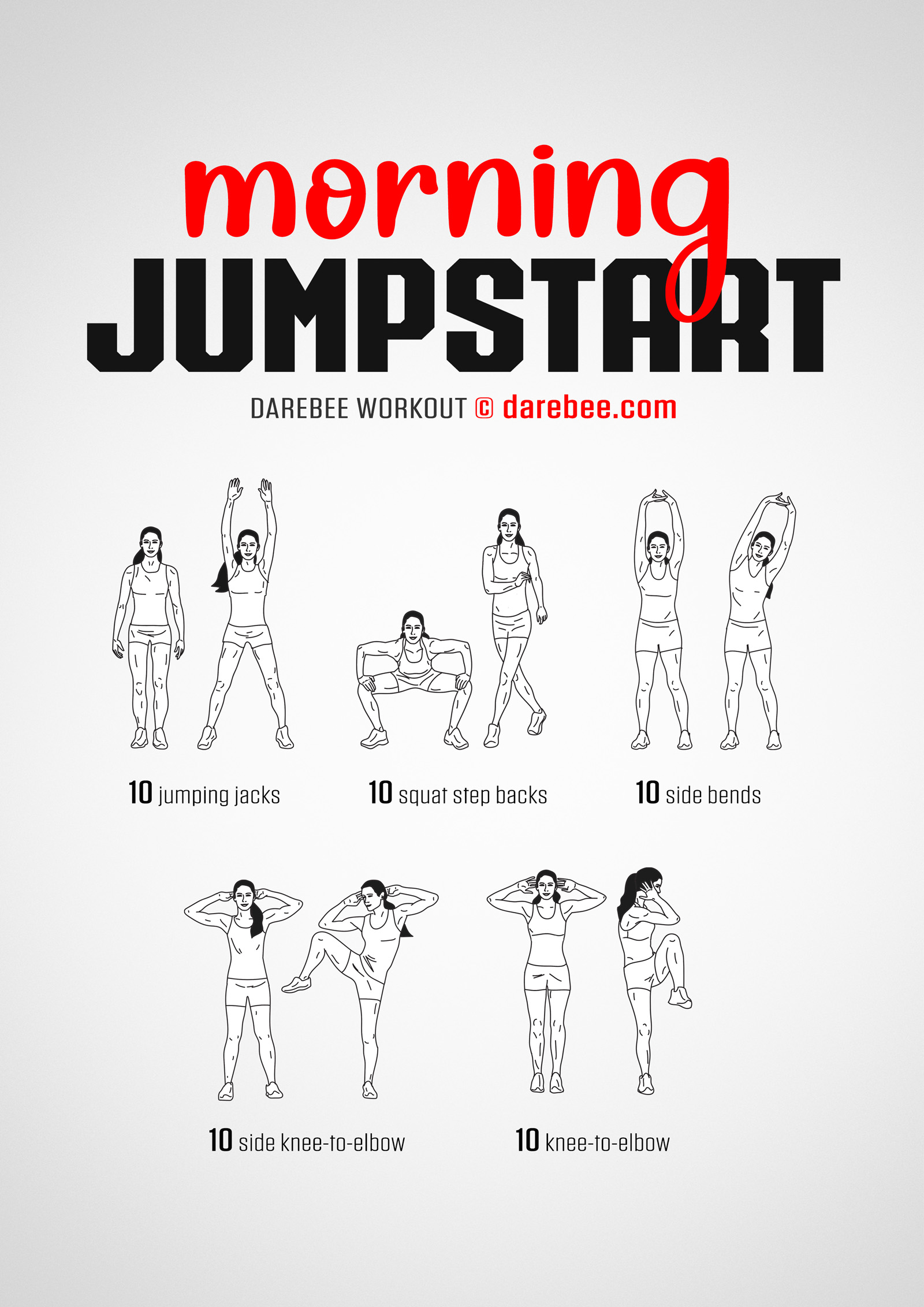 Morning Jumpstart Workout - complete workout card with exercises and reps