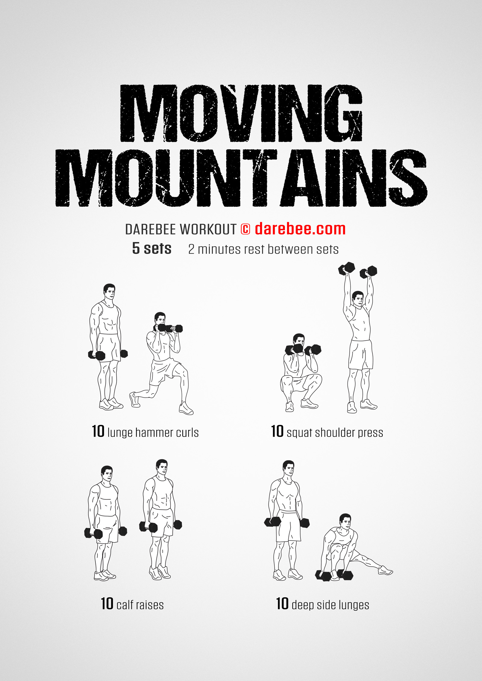 Moving Mountains Workout - complete workout card with exercises and reps