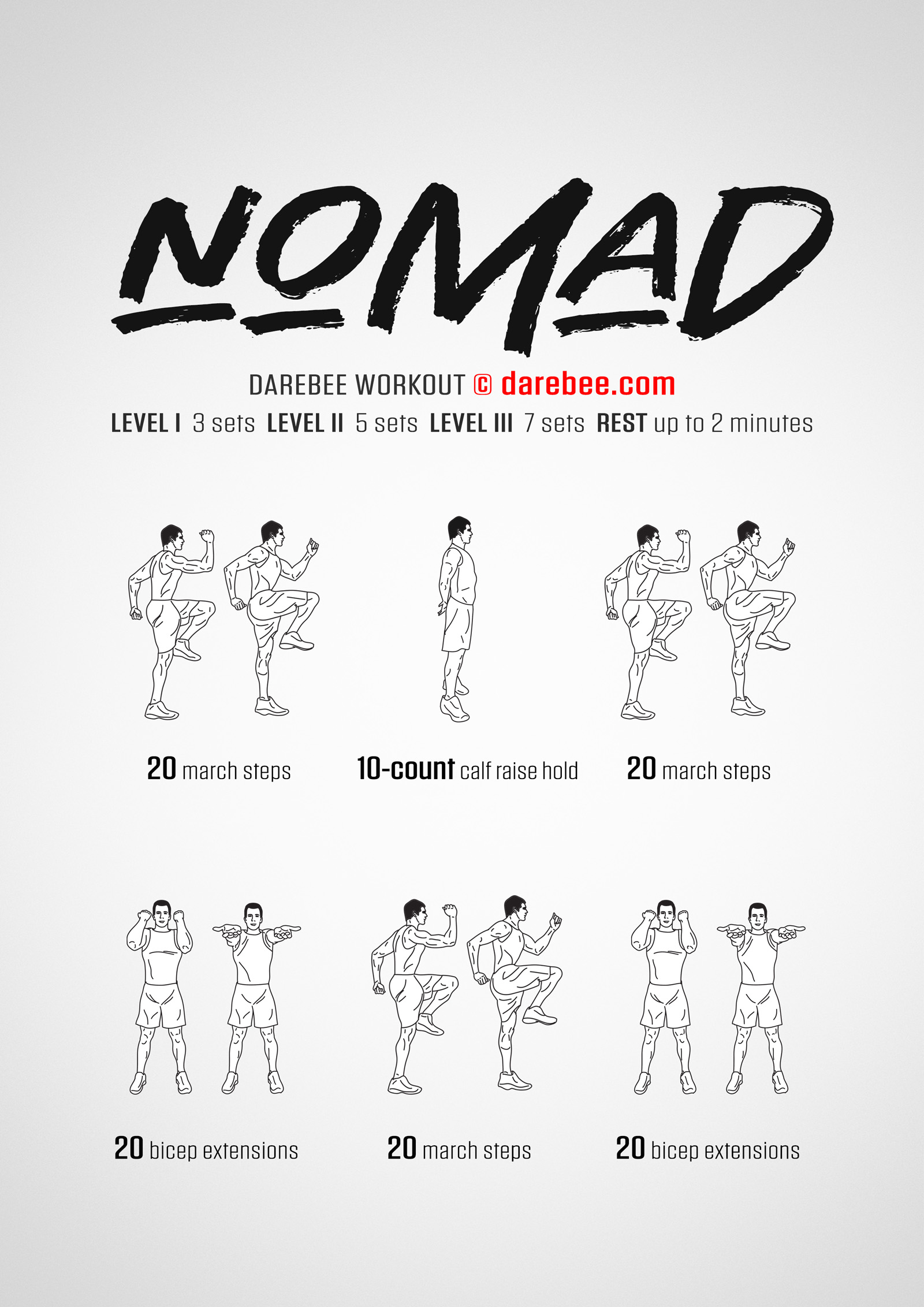 Nomad Workout - complete workout card with exercises and reps