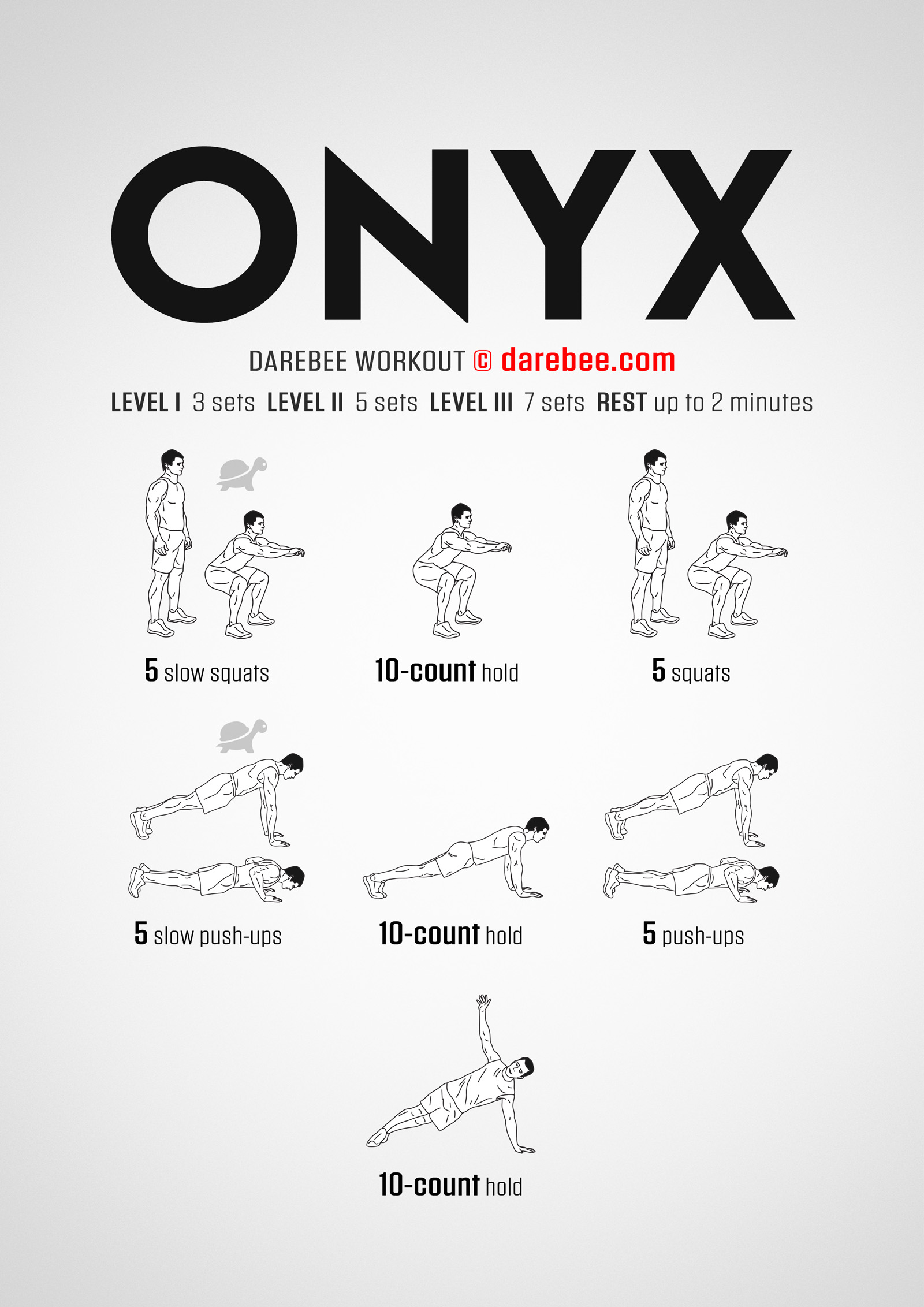 Onyx Workout - complete workout card with exercises and reps