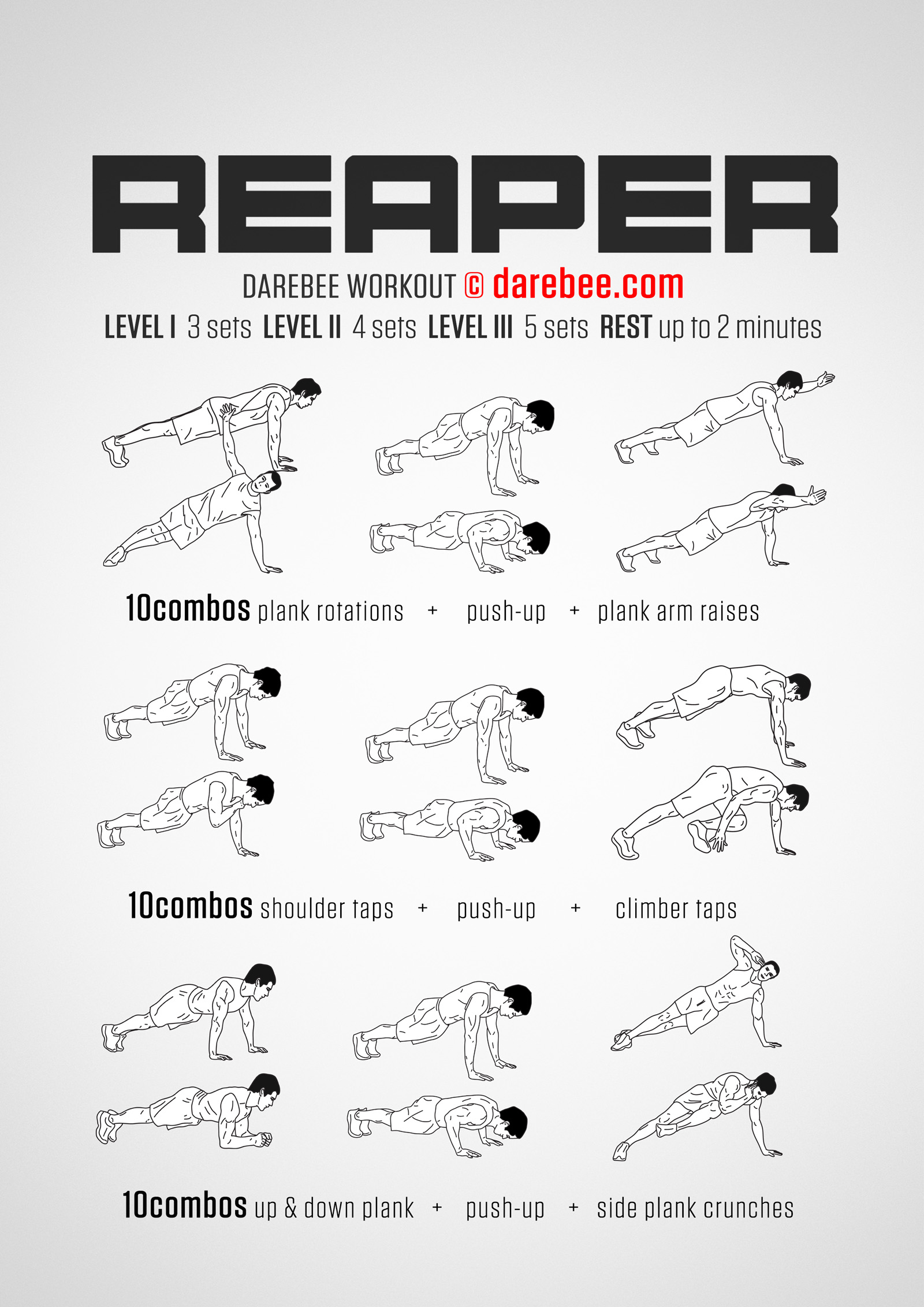 Reaper Workout - complete workout card with exercises and reps