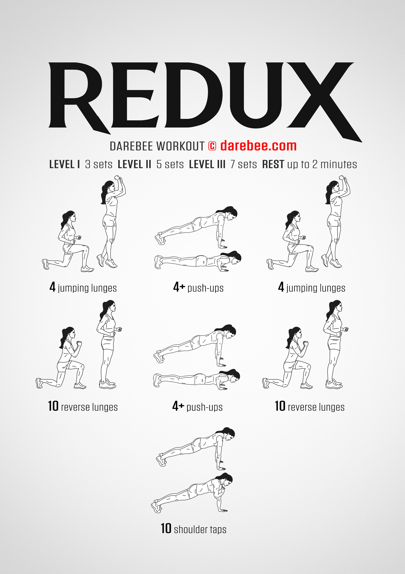 Redux Workout - complete workout card with exercises and reps