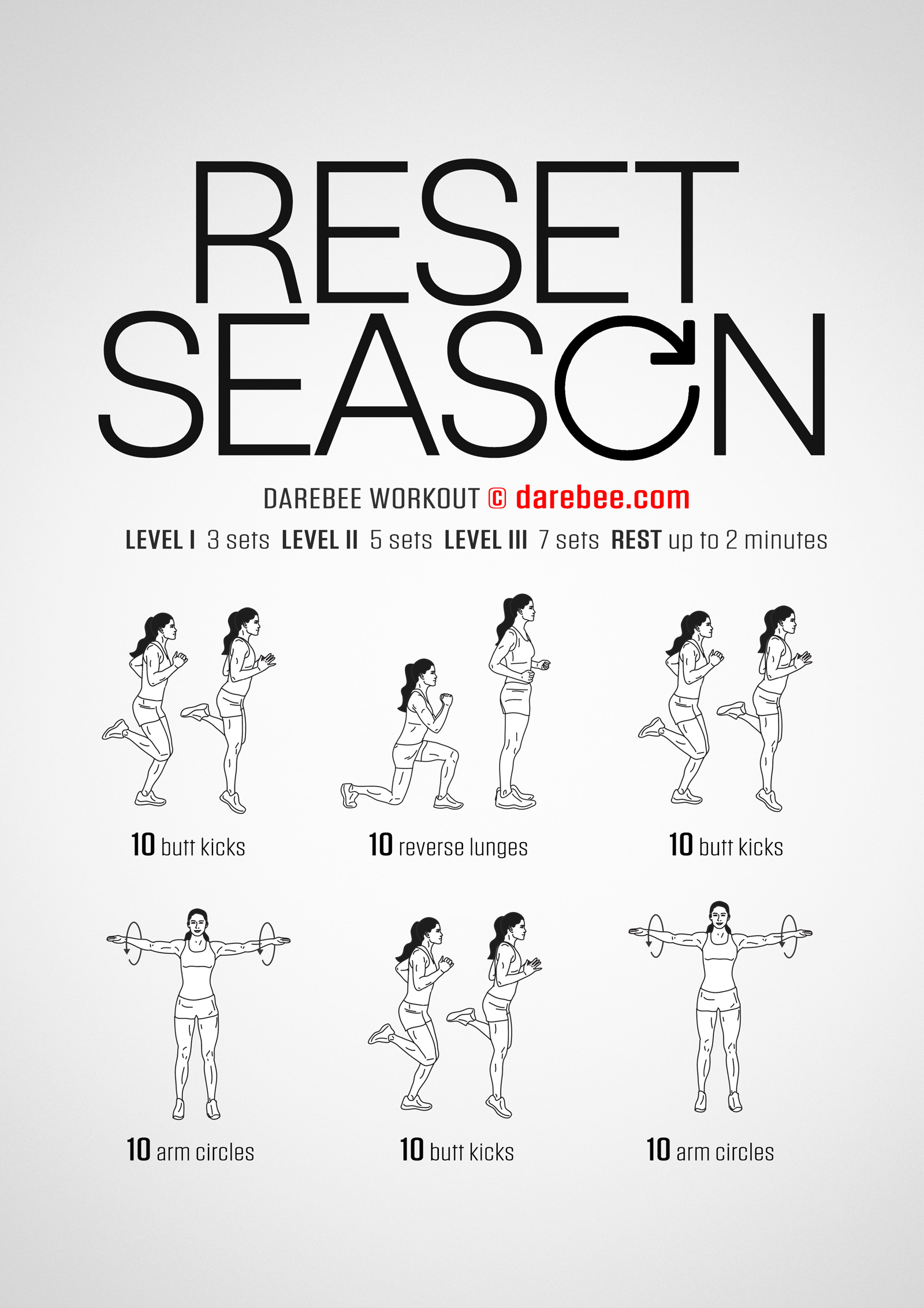 Reset Season Workout - complete workout card with exercises and reps