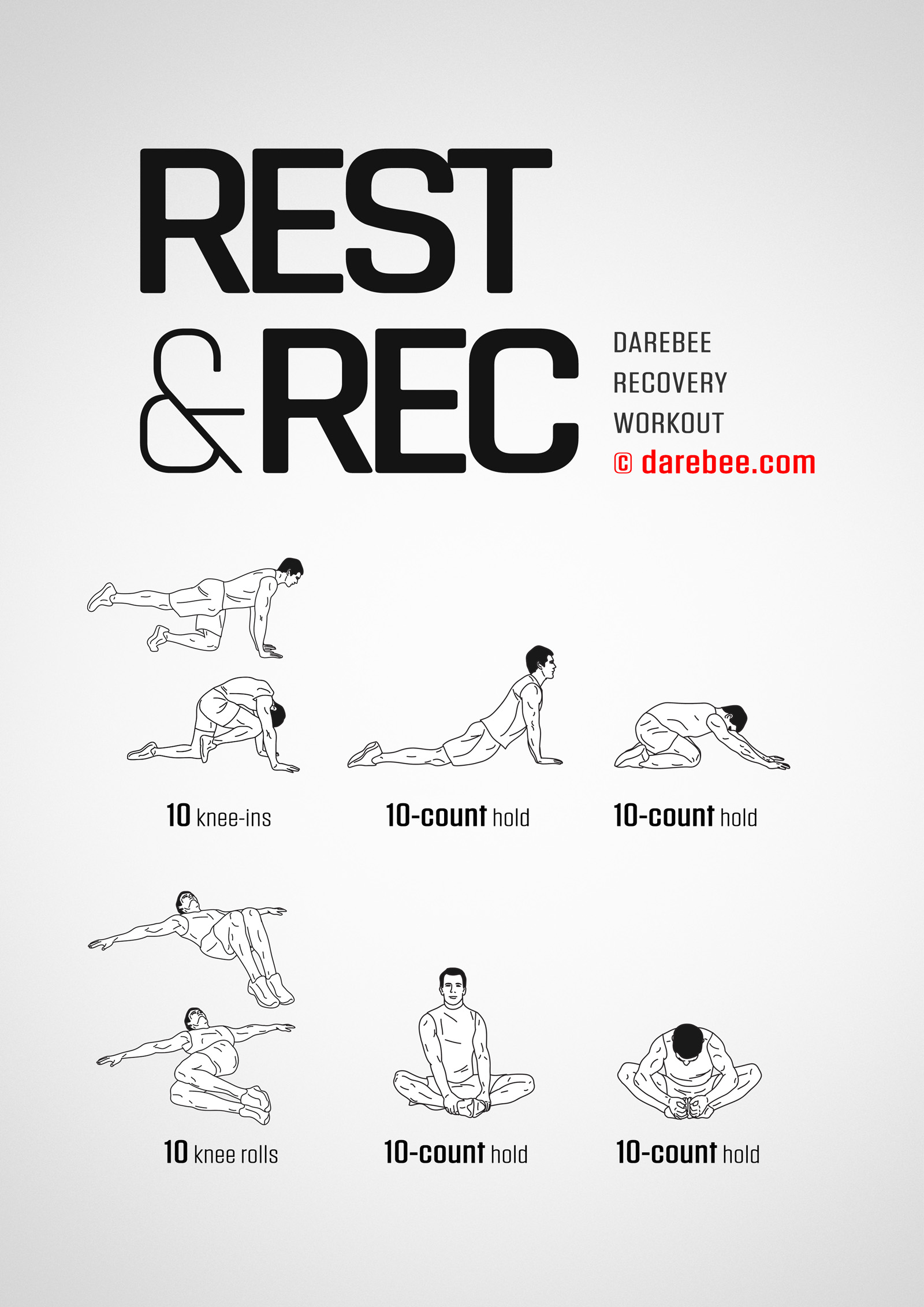 Rest & Rec Workout - complete workout card with exercises and reps