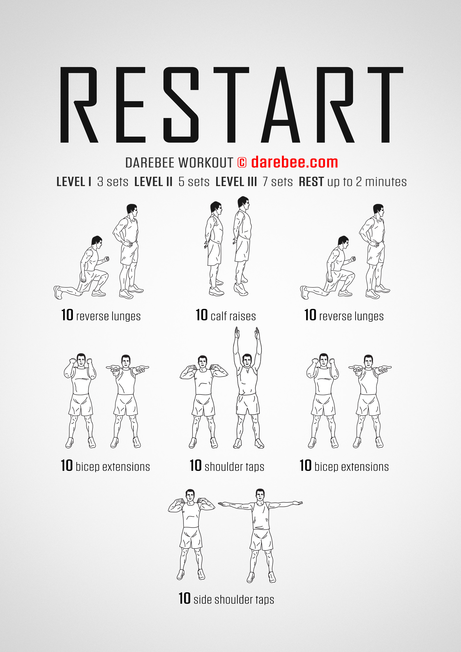 Restart Workout - complete workout card with exercises and reps