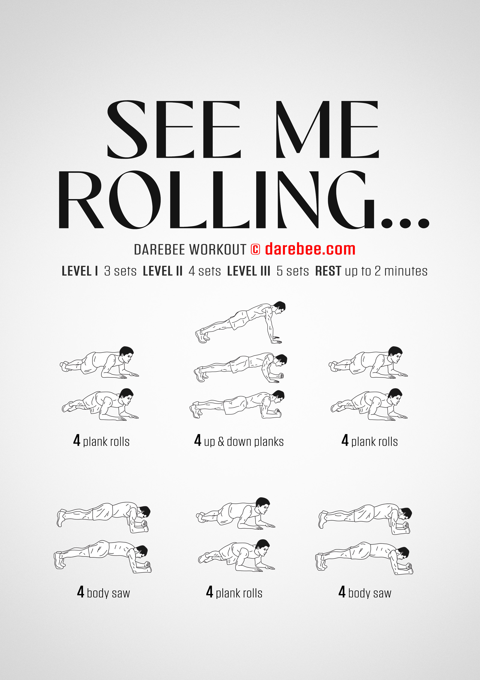 See Me Rolling... Workout - complete workout card with exercises and reps