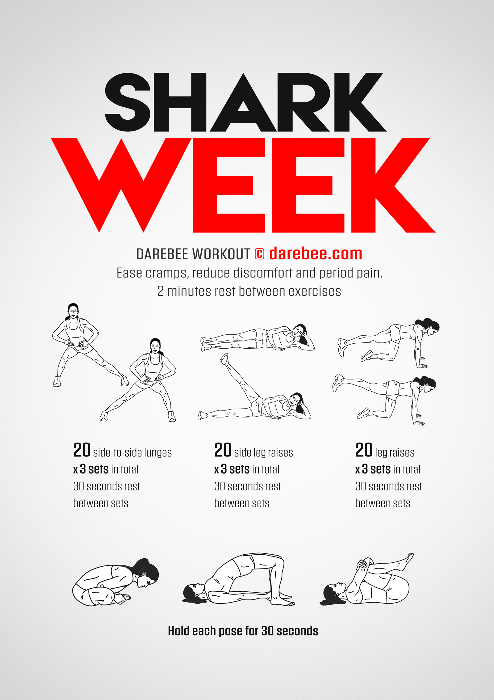 Shark Week Workout - complete workout card with exercises and reps