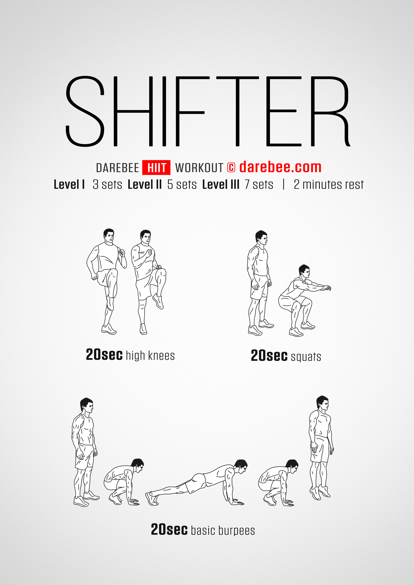 Shifter Workout - complete workout card with exercises and reps