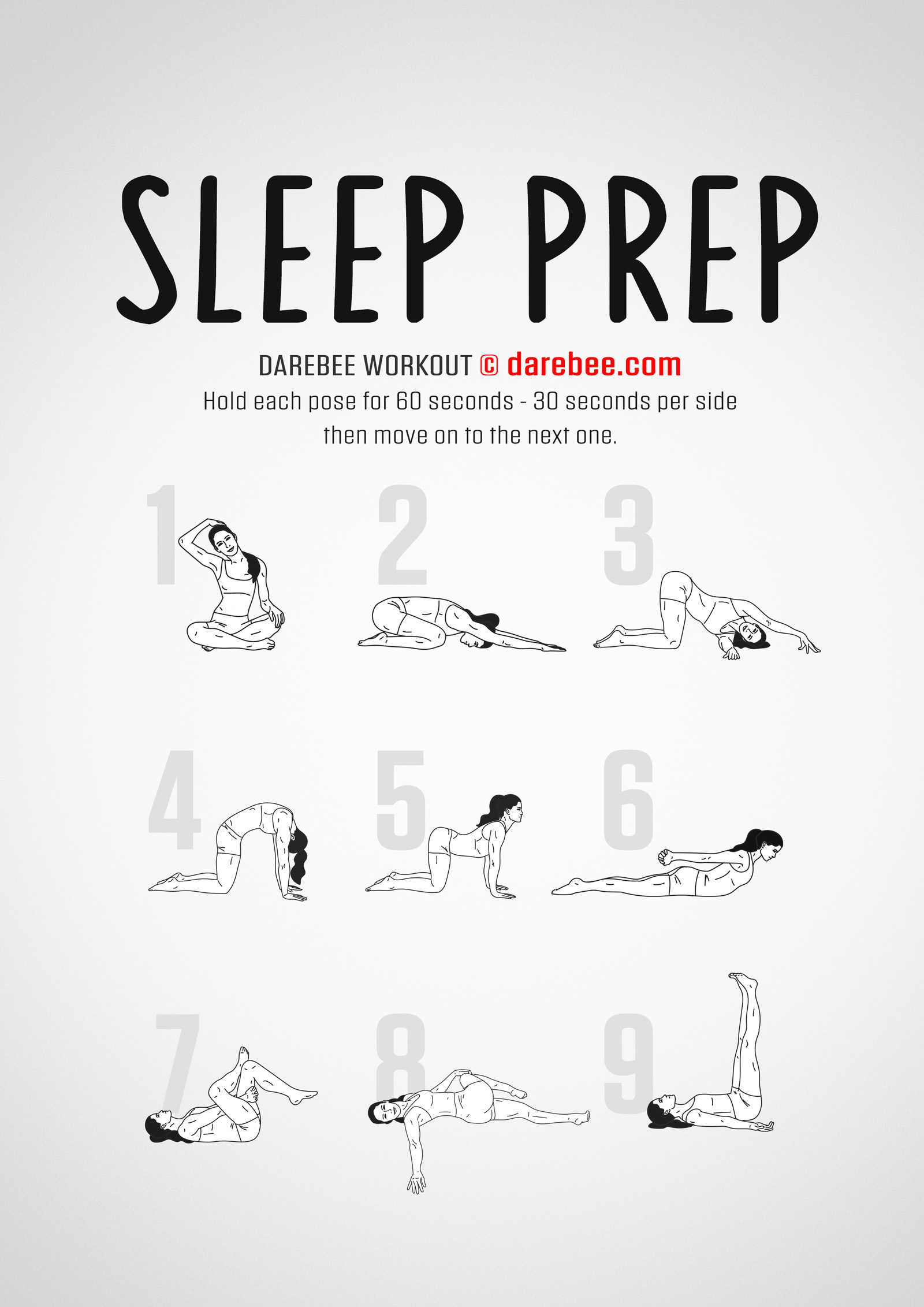 Sleep Prep Workout - complete workout card with exercises and reps