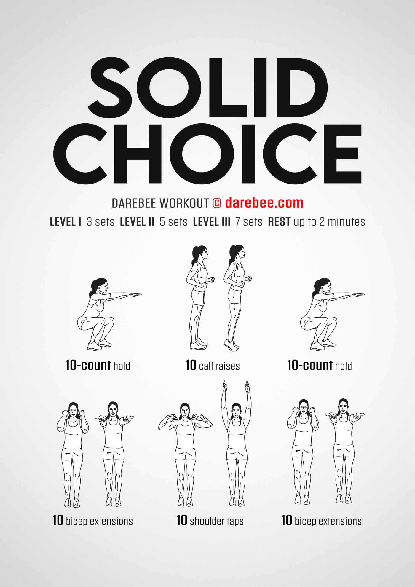 Solid Choice Workout - complete workout card with exercises and reps