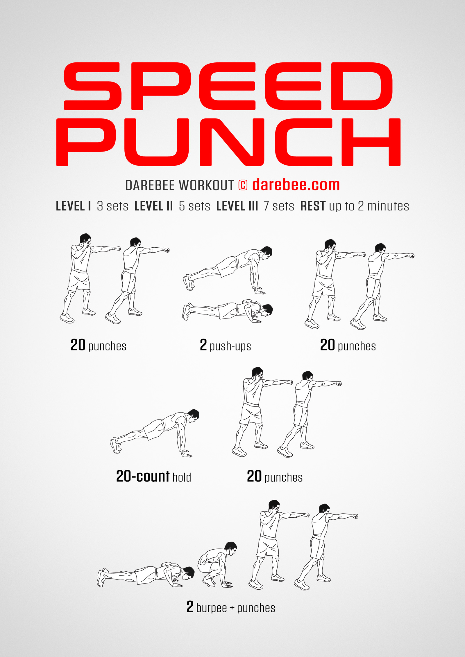 Speed Punch Workout - complete workout card with exercises and reps