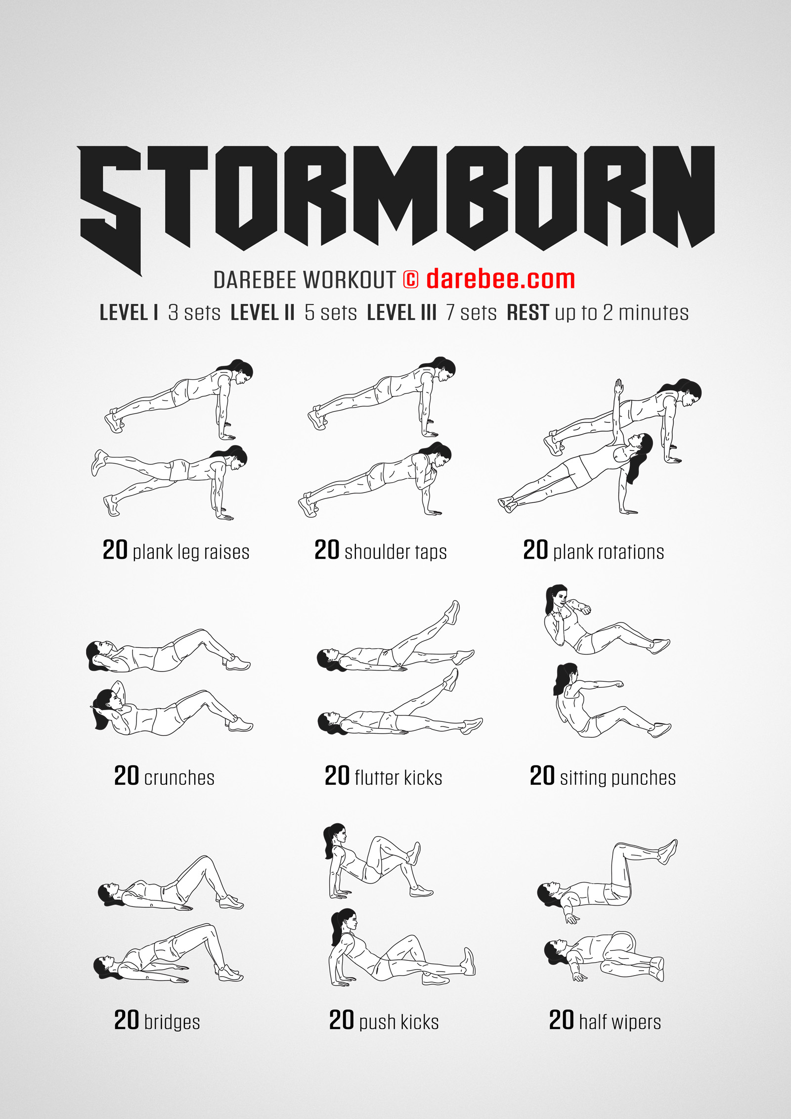 Stormborn Workout - complete workout card with exercises and reps