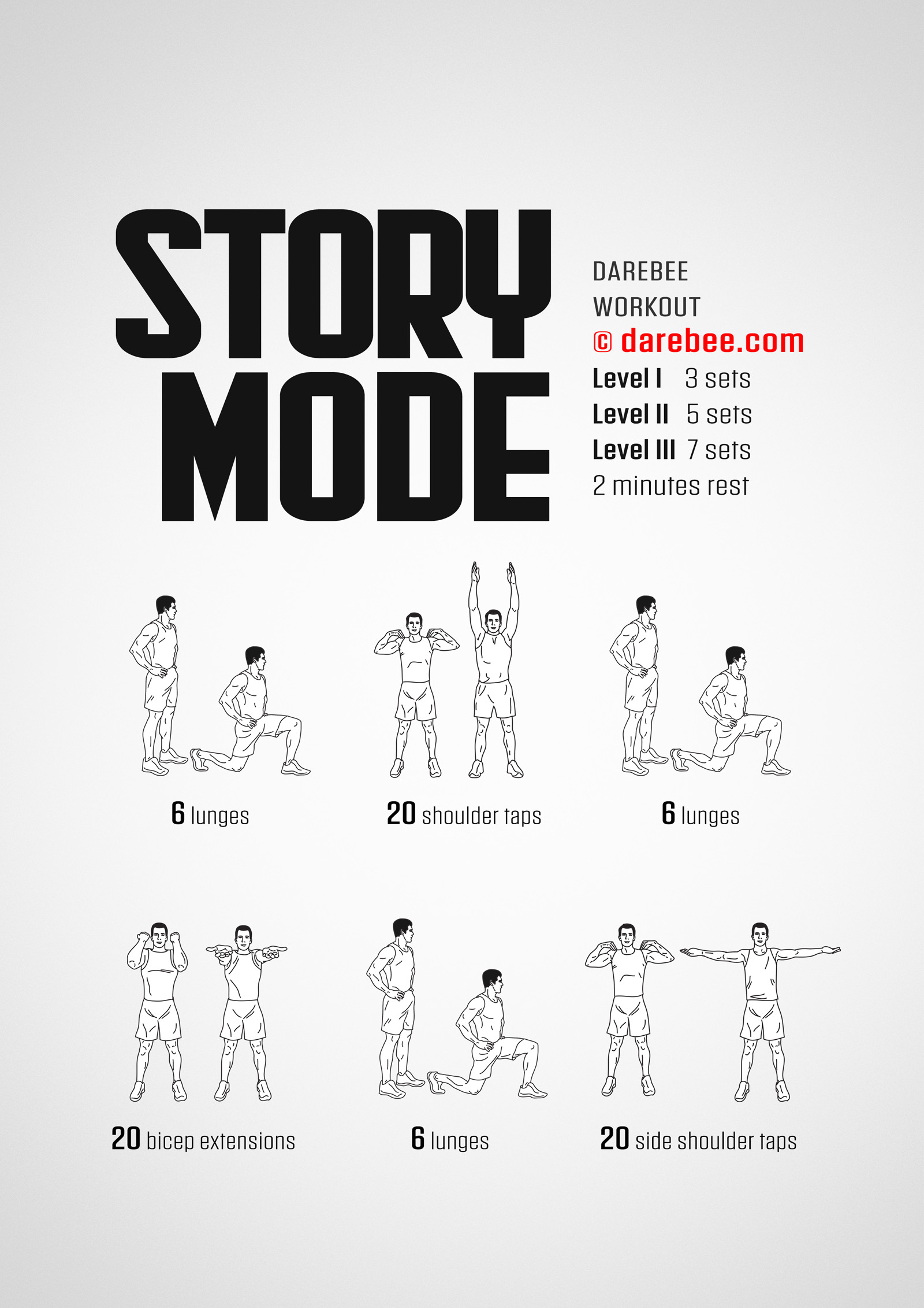 Story Mode Workout - complete workout card with exercises and reps