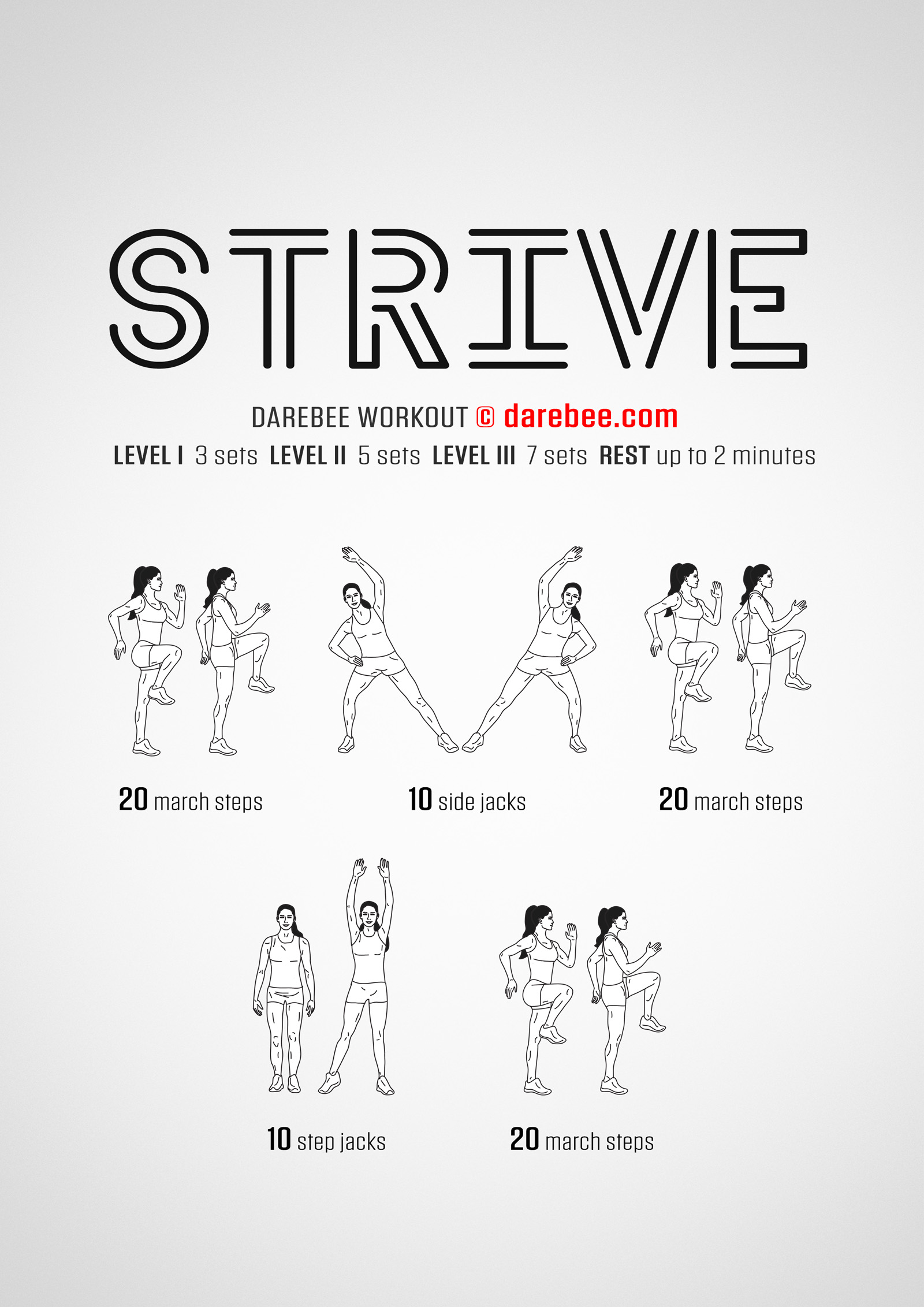 Strive Workout - complete workout card with exercises and reps