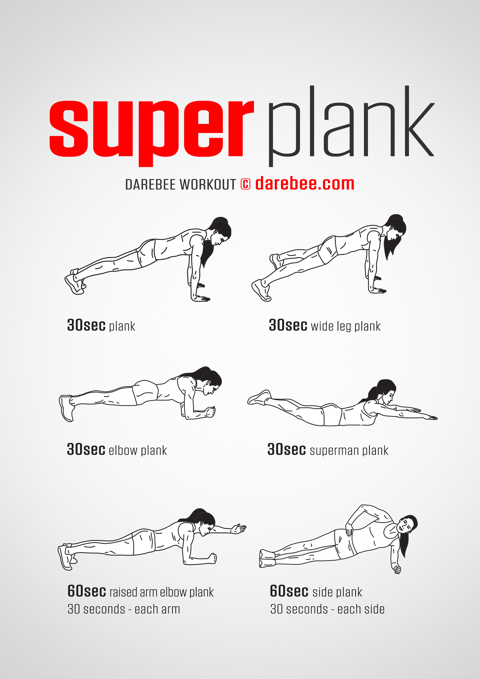 4-Minute Superplank - complete workout card with exercises and reps