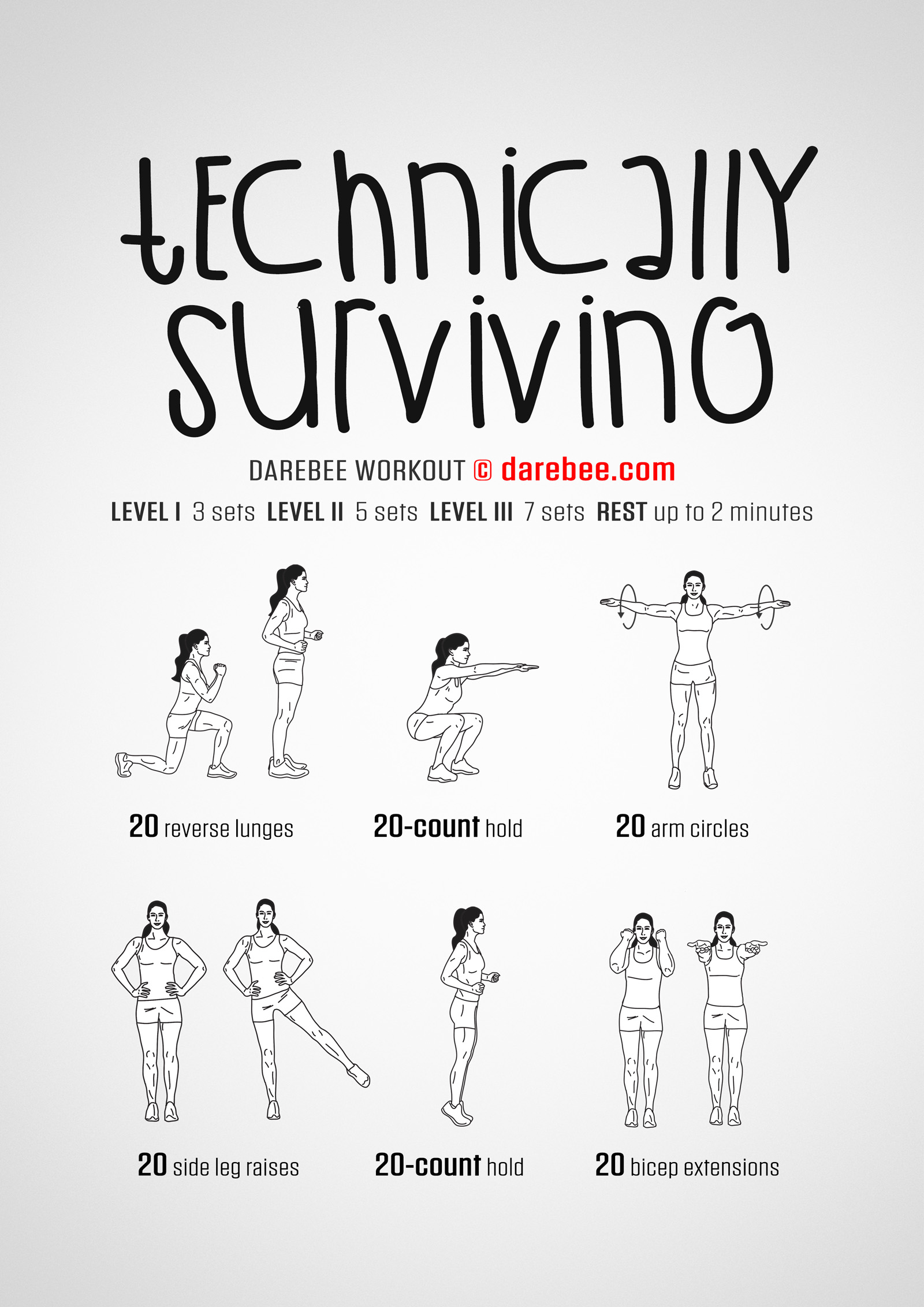 Technically Surviving Workout - complete workout card with exercises and reps