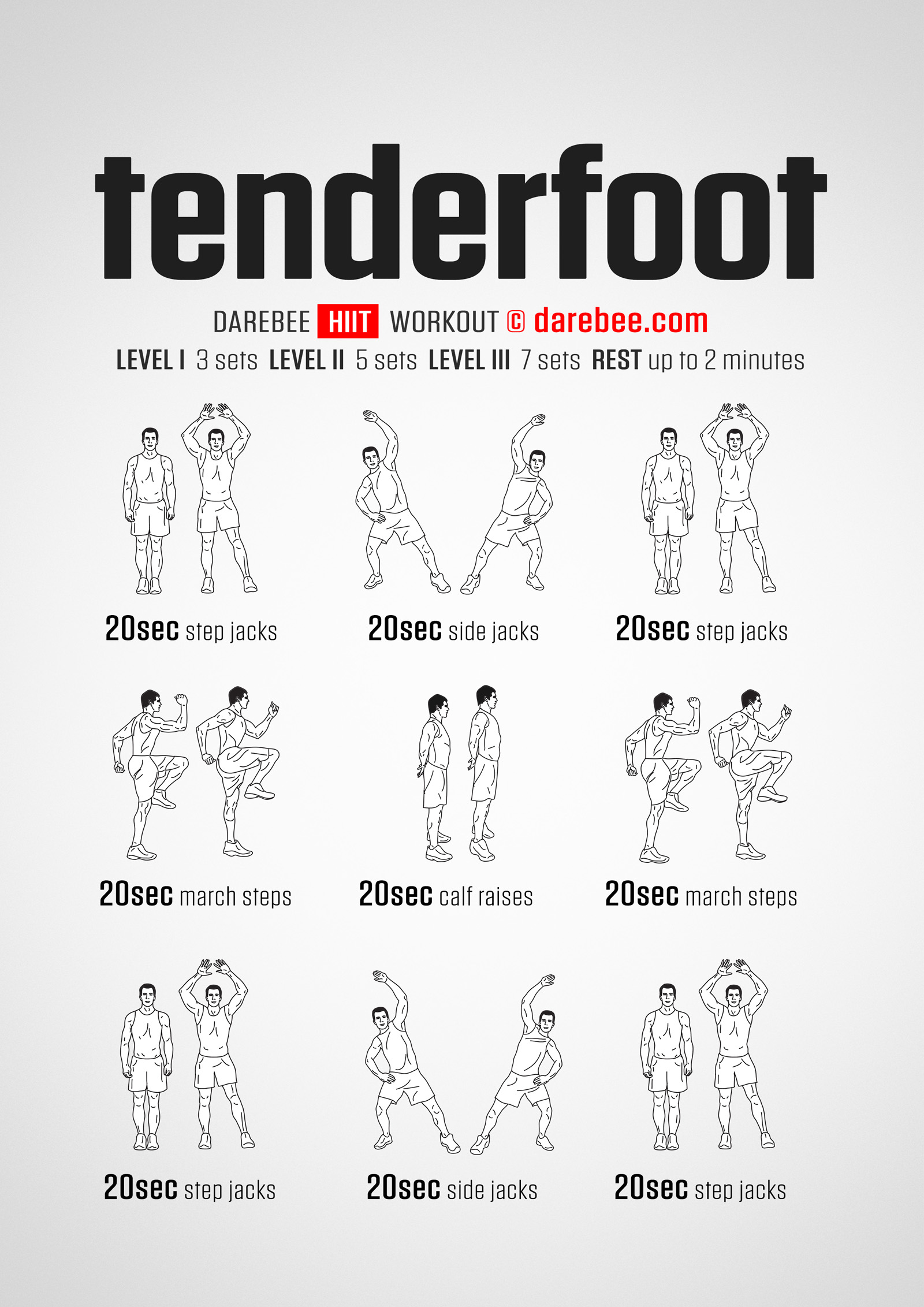 Tenderfoot Workout - complete workout card with exercises and reps