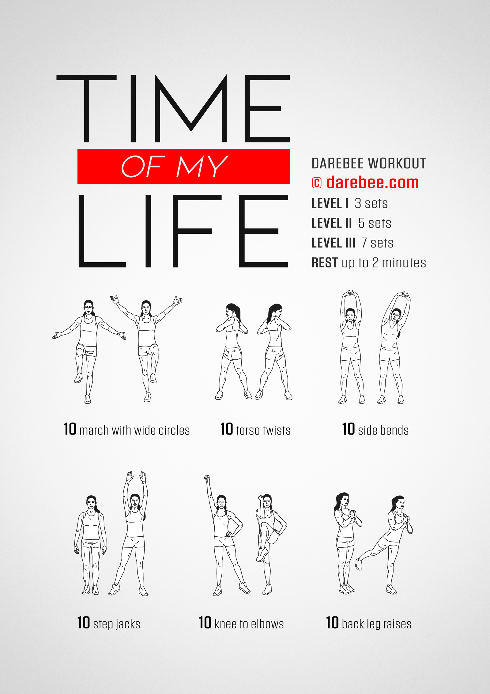 Time of my Life Workout - complete workout card with exercises and reps