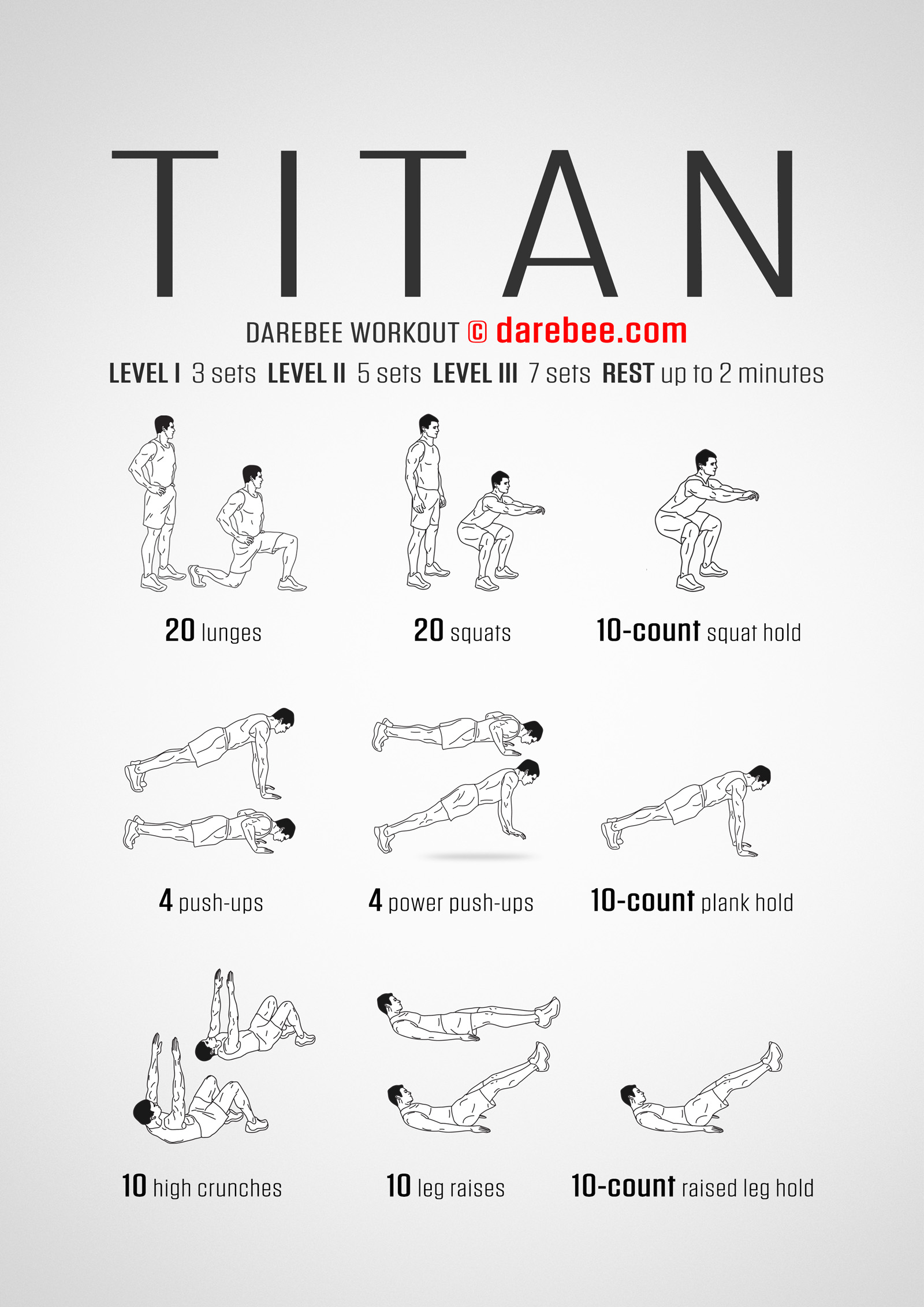 Titan Workout - complete workout card with exercises and reps