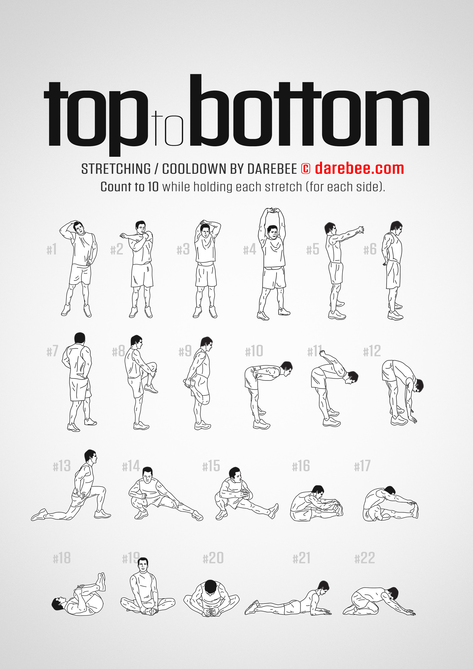 Top to Bottom Workout - complete workout card with exercises and reps