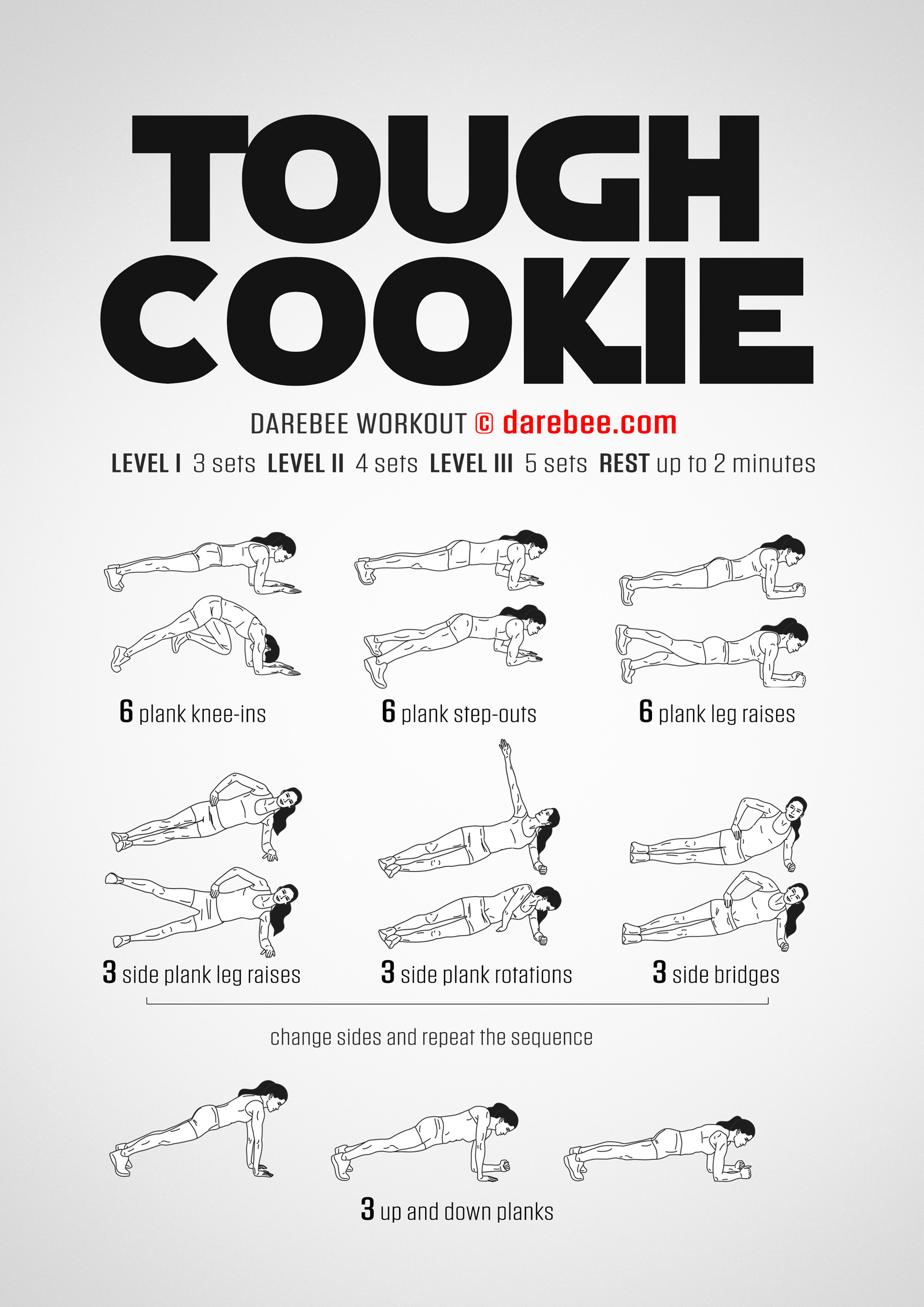 Tough Cookie Workout - complete workout card with exercises and reps
