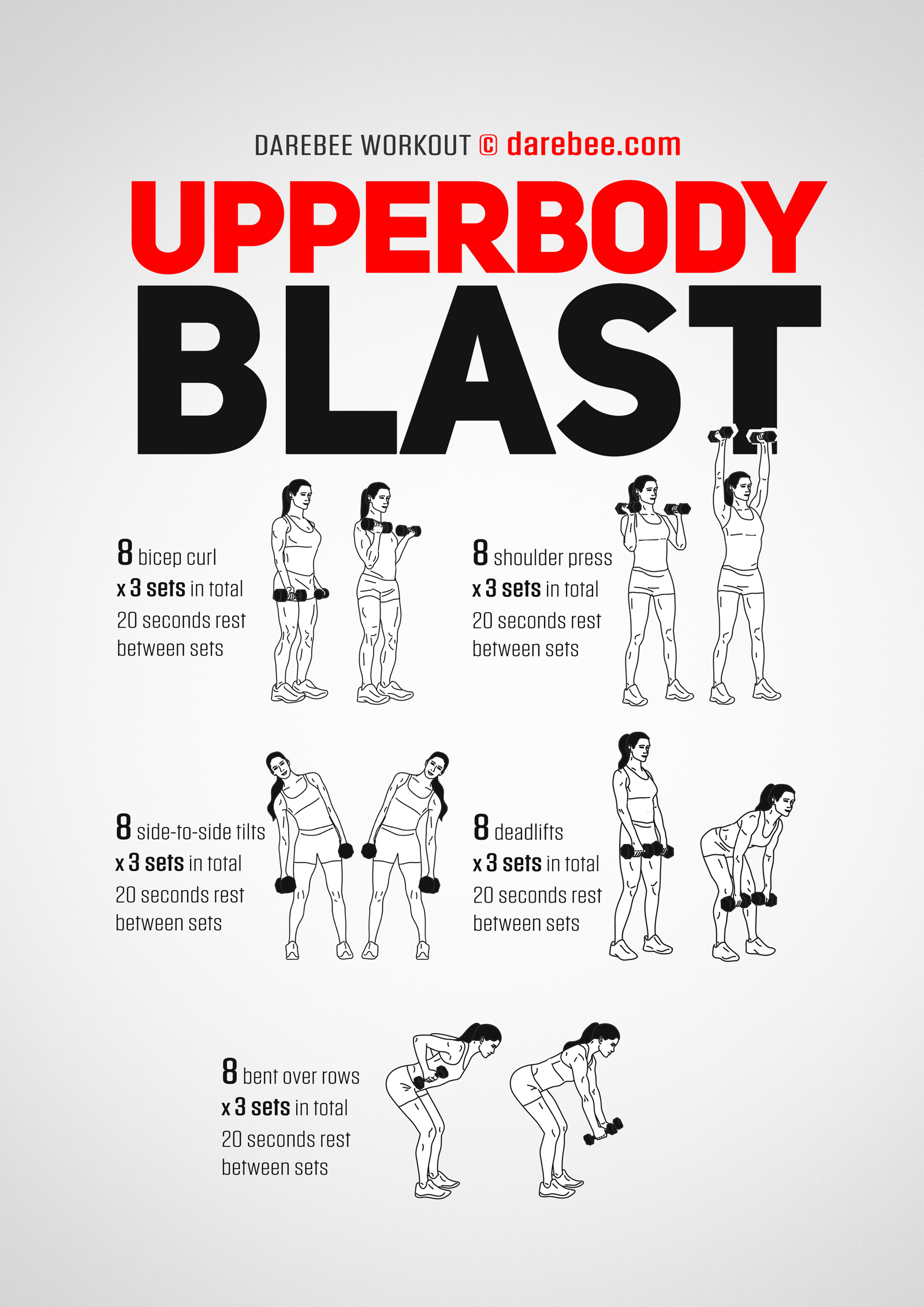 Upperbody Blast Workout - complete workout card with exercises and reps