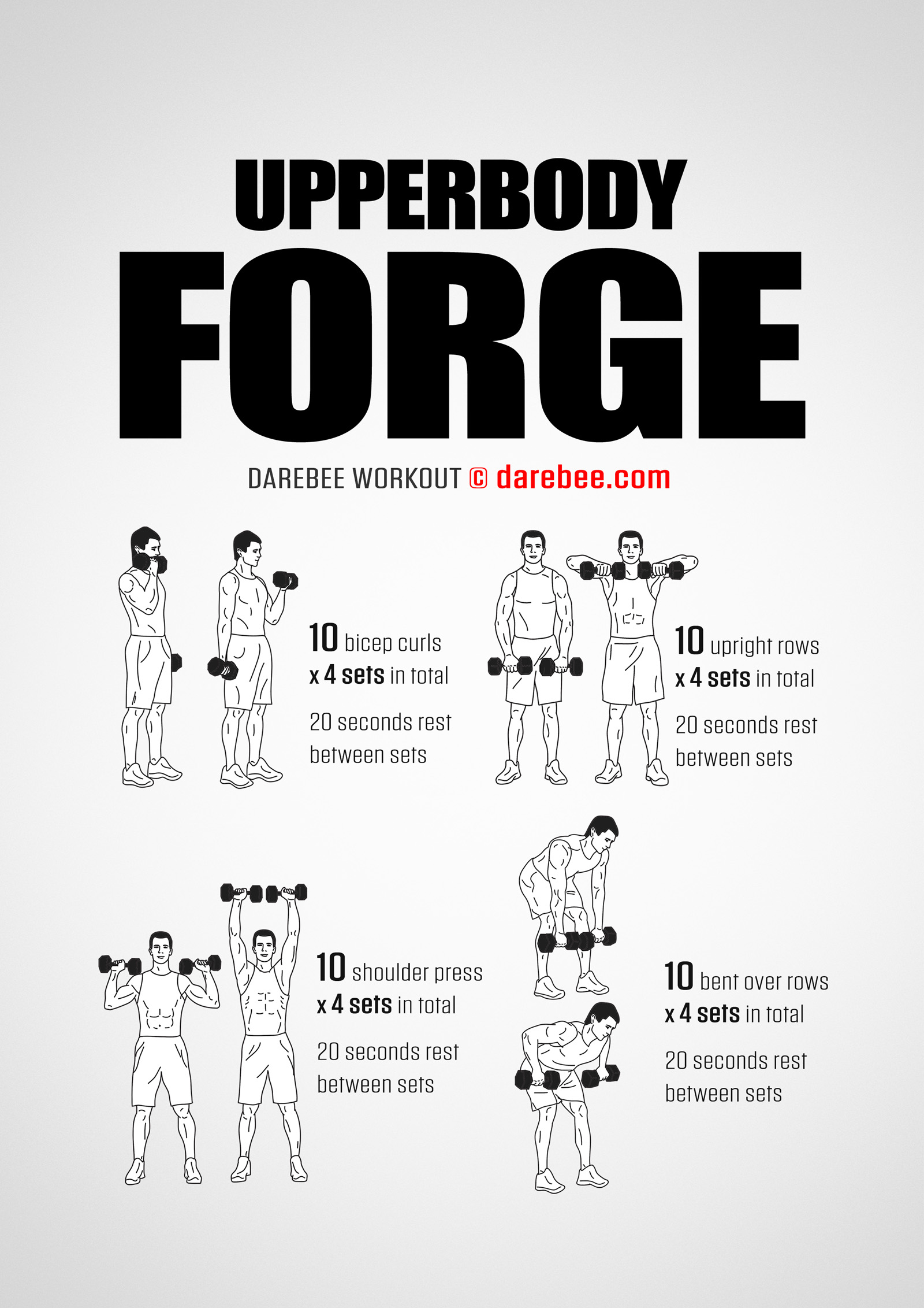 Upperbody Forge Workout - complete workout card with exercises and reps