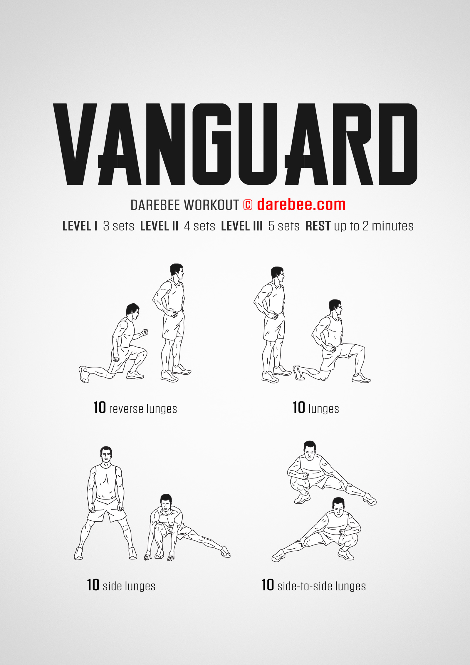 Vanguard is a DAREBEE home fitness, no-equipment cardiovascular and aerobic fitness workout that helps you get fitter and feel freer in the way you move your body.
