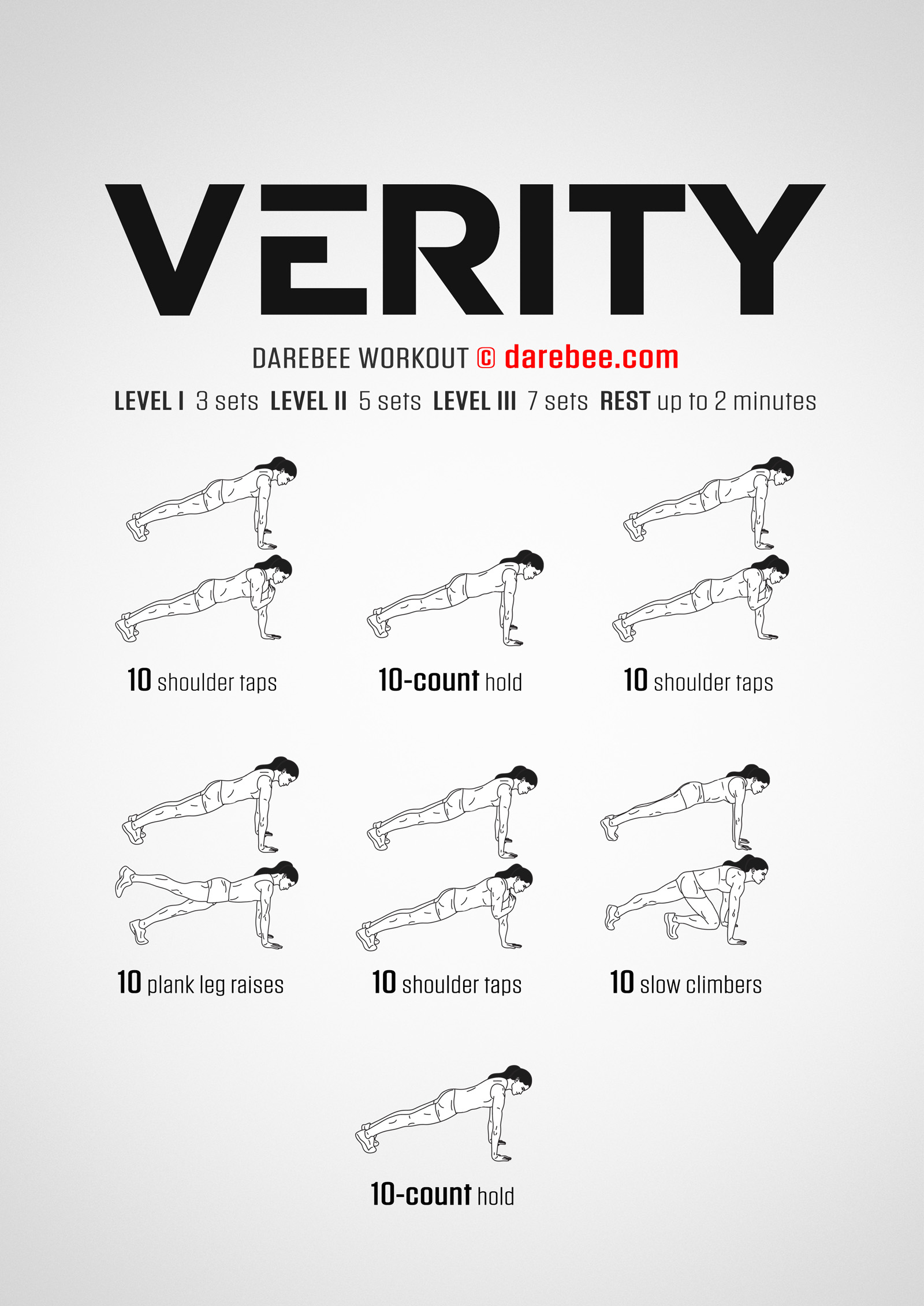 Verity Workout - complete workout card with exercises and reps