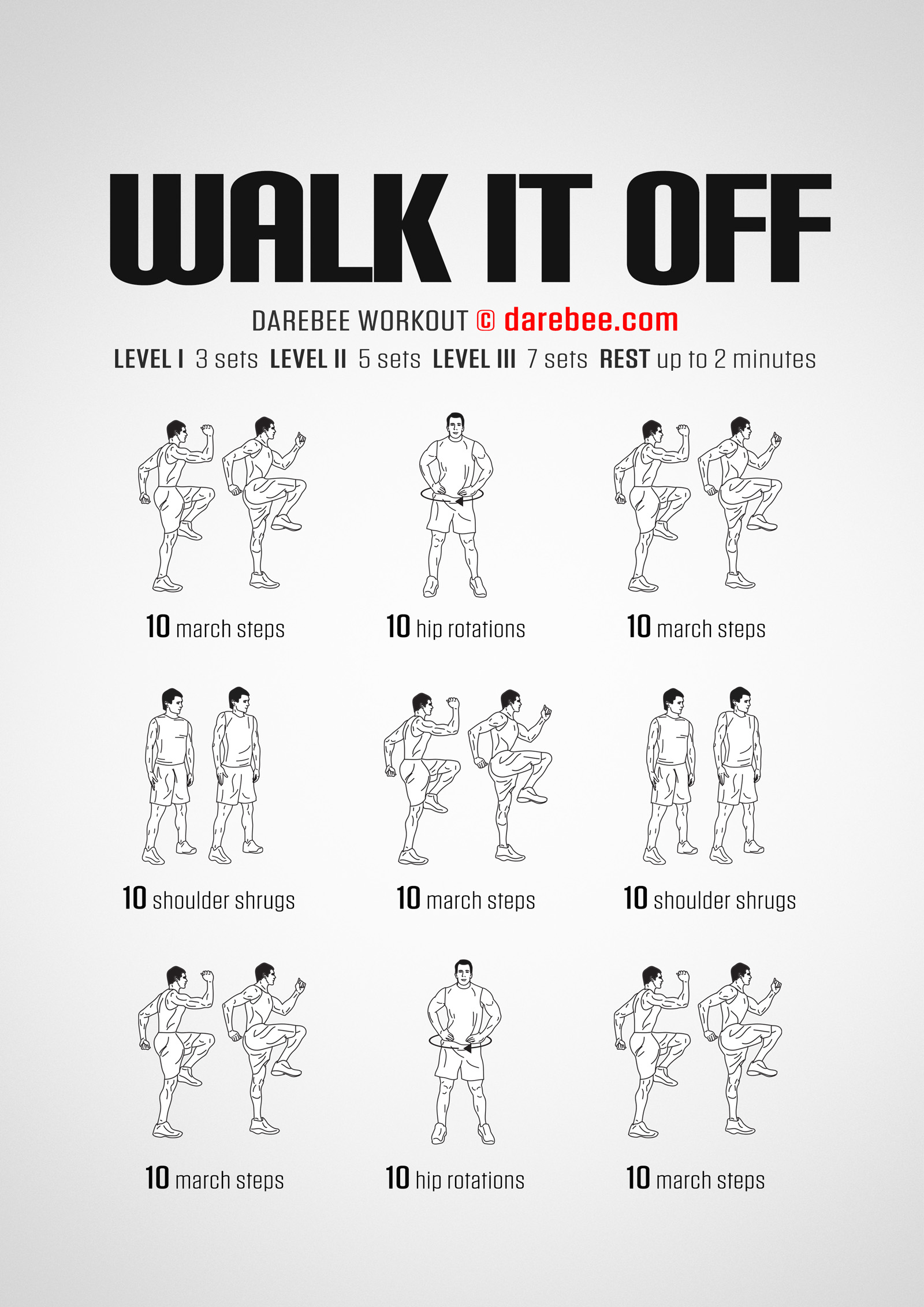 Walk It Off Workout - complete workout card with exercises and reps