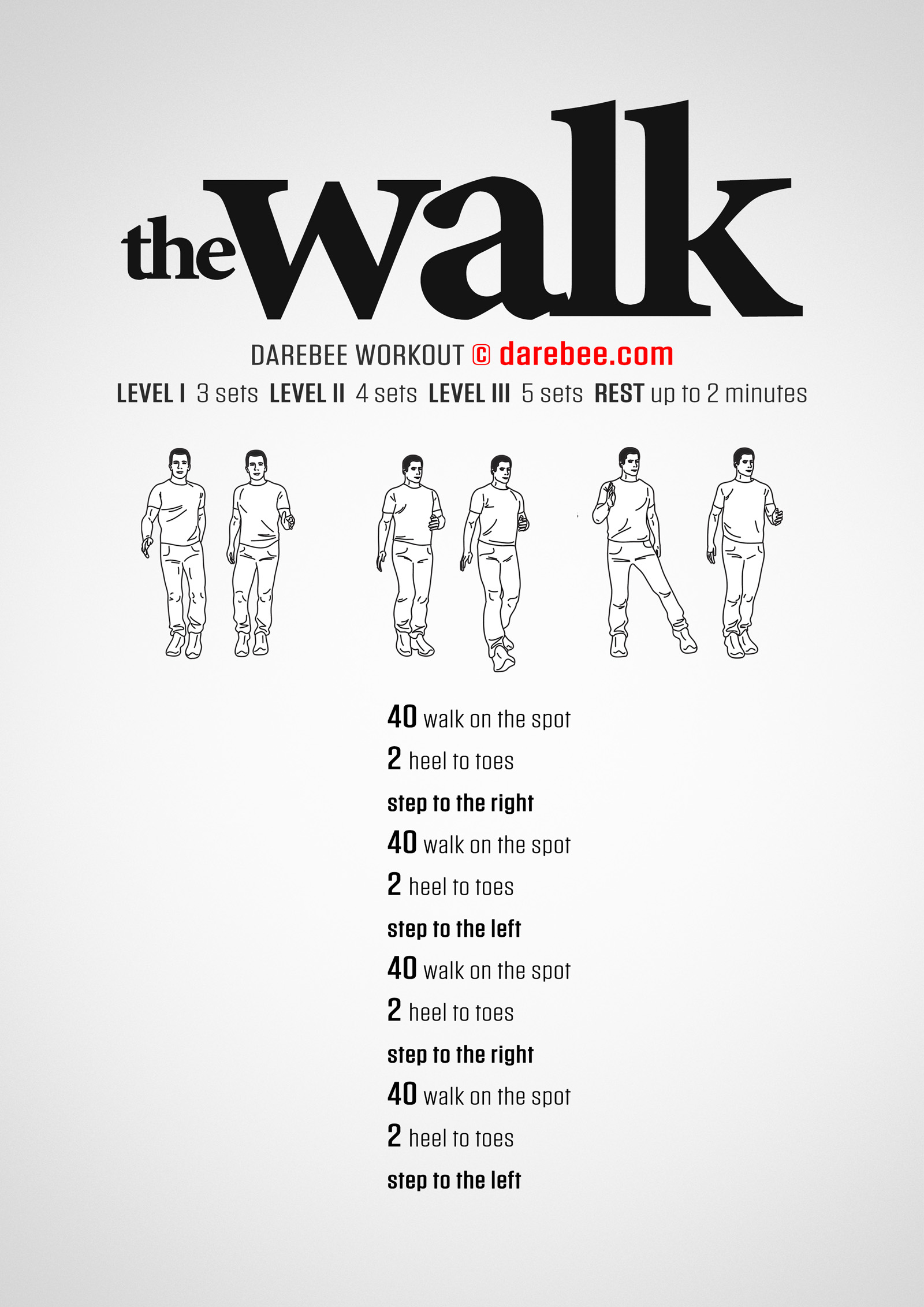 The Walk Workout - complete workout card with exercises and reps
